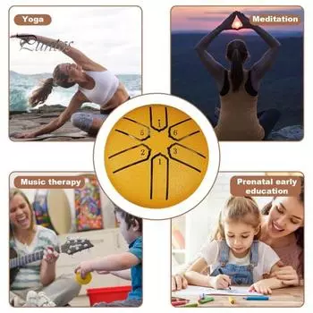 Стальной язычковый барабанчик Rain Chime 3 дюйма 6 нот мини-барабан Handpan Sound Healing Instrument Chakra Tank Drum для йоги, медитации темно-синий