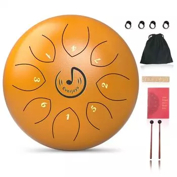 Стальной язычок барабана Rain Drum, 8 нот, 6 дюймов, тональность C, хэндпан, звуки ударных инструментов с нотной тетрадью и молоточками для начинающих, медитации, терапии, концерта, йоги
