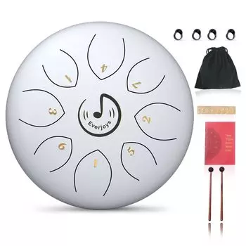 Стальной язычок барабана Rain Drum, 8 нот, 6 дюймов, тональность C, хэндпан, звуки ударных инструментов с нотной тетрадью и молоточками для начинающих, медитации, терапии, концерта, йоги