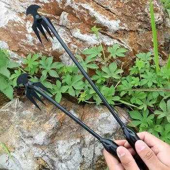 Стальной ручной инструмент для прополки двойного назначения, ручной инструмент для удаления сорняков, легко удаляет сорняки для садовых аксессуаров Short серебряный