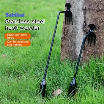 Стальной ручной инструмент для прополки двойного назначения, ручной инструмент для удаления сорняков, легко удаляет сорняки для садовых аксессуаров Short серебряный