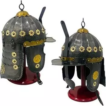 Стальной рыцарский гусарский шлем, полностью носимый средневековый травленый шлем, классический вид с деревянной подставкой, костюм для доспехов