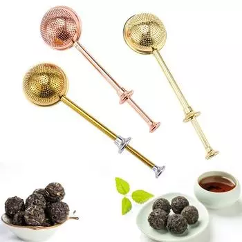 Стальной шарик для заварки чая, длинная ручка, мелкая сетка, сетчатый фильтр для чая, шар, пищевой металлический вкладыш