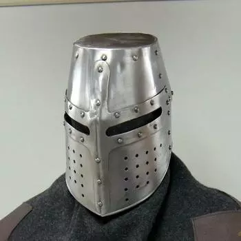 Стальной шлем крестоносца 18-го калибра Шлем крестоносца Большой шлем рыцаря-воина