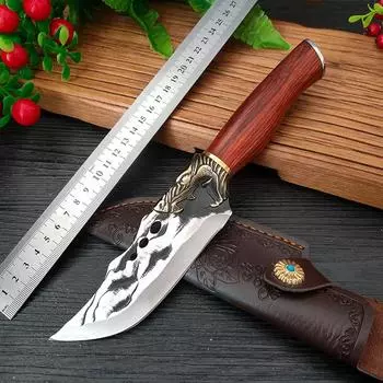 Стальные кухонные ножи шеф-повара ручной работы, универсальный нож для нарезки, уличный нож для обвалки, резак with cover