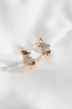 Стальные серьги золотого цвета с фигуркой бабочки