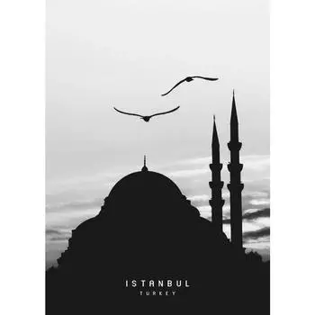 Стамбул Турция Пейзаж Постер Принт Мечеть Восход Искусство Холст Живопись Башня Фото Спальня Путешествия Настенное Украшение Настенная Картина 21cm30cm NoFrame
