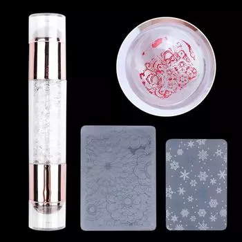 Stamper Dual-ended Stamper Scraper Nail Art Stamper Silicone Nail Stamper Head Nail Stamp Kit