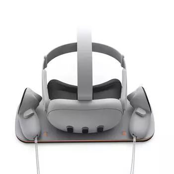 Станция быстрой зарядки для Oculus Quest 3, подставка для контроллеров гарнитуры с 2 перезаряжаемыми батареями TY-3827 белый