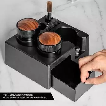 Станция для темперирования эспрессо, регулируемая по высоте, держатель портафильтра 51-54/58 мм с 4 темперами и чёрный