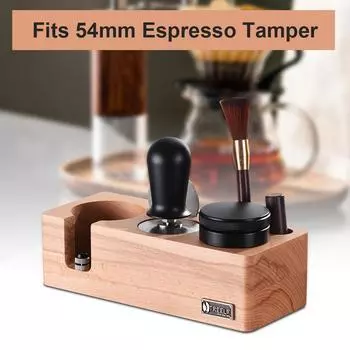 Станция для трамбовки эспрессо, подходит для 58-миллиметровых аксессуаров для эспрессо, банка из бука, регулируемый держатель для трамбовки кофе/держатель для портафильтра