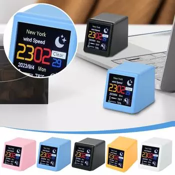 Станция WIFI Умный Настольный Электронные Часы Погода Маленький Телевизор Цифровые Украшения One Size чёрный