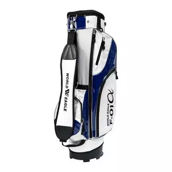 Stand Bag Lightweight For Beginners WORLD EAGLE 9 full inch zippered Caddy bag Golf bag F-01 2.16kg White/Blue [Upper types/5 partitions/3 length/47