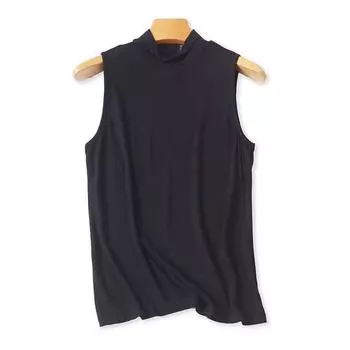 Stand Collar Sleeveless T-shirt Summer New Arrival Loose Casual Vest Women s Bottoming Shirt Easiest for Match Fashion Tops 07514 Black S