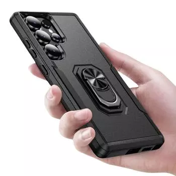 Stand Function Accessories for Samsung Galaxy S25 Ultra S24 Plus FE 5G Finger Ring Case for Samsung S25 for Galaxy S25 чёрный