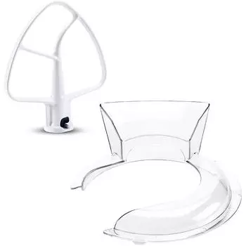 Stand Mixer Flat Beater K45B WPW10672617 & KN1PS W10616906 Mixer Bowl Pouring Shield Replacement for 4.5/5 Quart CHINA