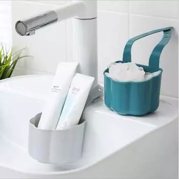 Stand Sink Sponge Holder Bathroom Kitchen Faucet Sponge Soap Sundries Hanging Drain Rack Sink Accessories Organizer B
