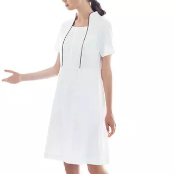 Stand Sweat CL0181 9 [Charara] Женское платье, воротник, впитывающий, антистатический, эластичный, медицинский, эстетический, косметический, стоматологический, клиника, униформа, C-1, белый,