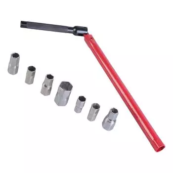 Stand Tap Wrench Set 8-17mm for Tight Sink Areas with Folding Handle and Replacement Heads Tap Key Sink Tap Nut Wrench