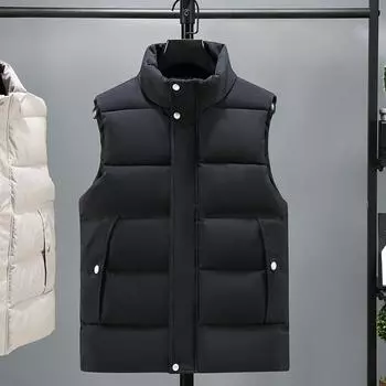 Stand-up collar big red vest solid color autumn and winter warm vest men s blue student jacket sleeveless men s and women s sports vest L чёрный