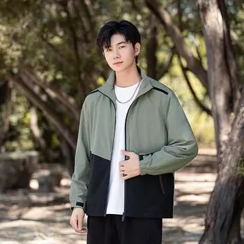 Stand-up Collar Contrasting Jacket Jacket Men s Korean Version of Casual Spring and Autumn High-end Splicing Top M