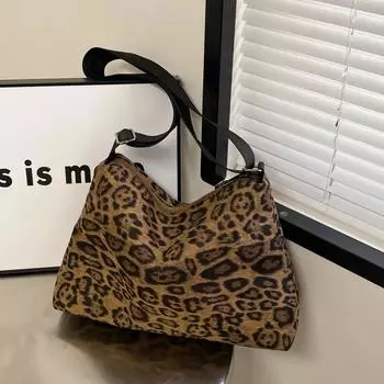 Стандартная женская сумка через плечо с леопардовым принтом, вместительная универсальная сумка, модная тенденция для поездок на работу и отдыха