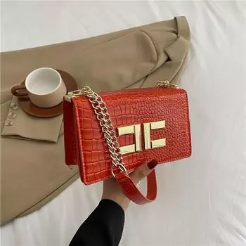 Стандартная маленькая квадратная сумка через плечо из крокодиловой кожи для женщин, сумка на плечо, роскошная дизайнерская модная простая сумка-клапан для поездок на работу, винтажная