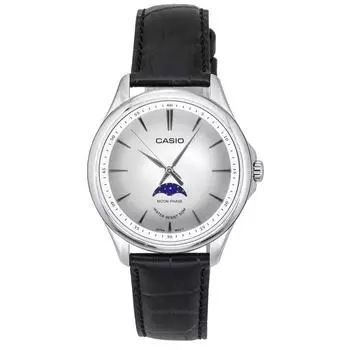 Стандартные аналоговые аналоговые часы Casio с кожаным ремешком и серебряным циферблатом MTP-M100L-7A серебряный