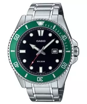 Стандартные аналоговые кварцевые мужские часы Casio из нержавеющей стали с черным циферблатом MDV-107D-3 200M чёрный
