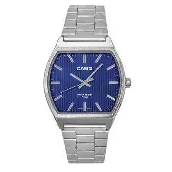 Стандартные аналоговые кварцевые мужские часы Casio из нержавеющей стали с синим циферблатом MTP-B140D-2A синий