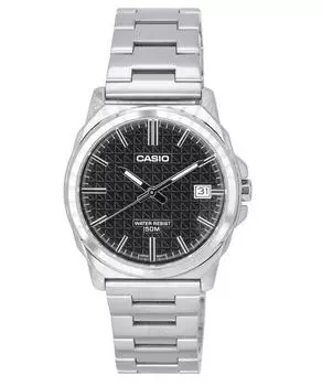 Стандартные аналоговые кварцевые мужские часы Casio из нержавеющей стали с черным циферблатом MTP-E720D-1A