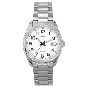 Стандартные аналоговые кварцевые мужские часы Casio из нержавеющей стали с белым циферблатом MTP-1302D-7B белый