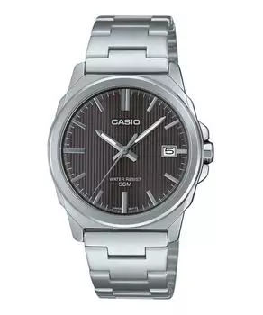 Стандартные аналоговые кварцевые мужские часы Casio из нержавеющей стали с серым циферблатом MTP-E720D-8AV