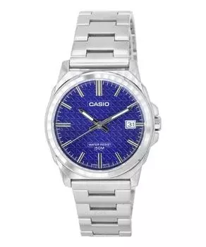 Стандартные аналоговые кварцевые мужские часы Casio из нержавеющей стали с синим циферблатом MTP-E720D-2A
