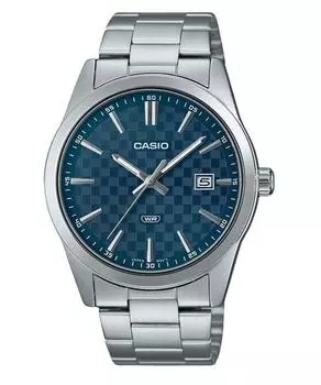 Стандартные аналоговые кварцевые мужские часы Casio из нержавеющей стали с синим циферблатом MTP-VD03D-2A2 синий