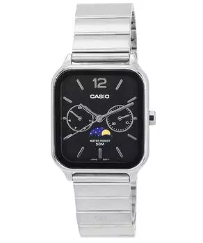 Стандартные аналоговые кварцевые мужские часы Casio с черным циферблатом и фазой луны MTP-M305D-1A чёрный