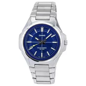 Стандартные аналоговые мужские часы Casio из нержавеющей стали с синим циферблатом и солнечной батареей MTP-RS100D-2A синий