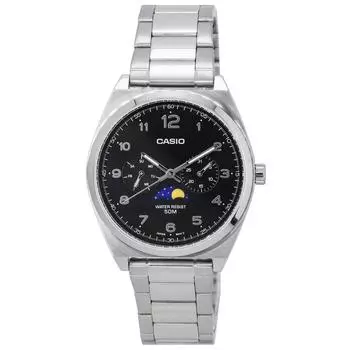 Стандартные аналоговые мужские часы Casio с черным циферблатом и фазой Луны, кварцевые MTP-M300D-1A MTPM300D-1