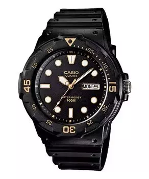 СТАНДАРТНЫЕ кварцевые часы Black x Gold Overseas Model [CASIO] MRW-200H-1EV мужские [Товар]