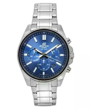 Стандартный аналоговый хронограф Casio Edifice, кварцевые мужские часы из нержавеющей стали с синим циферблатом EFV-650D-2A 100M синий