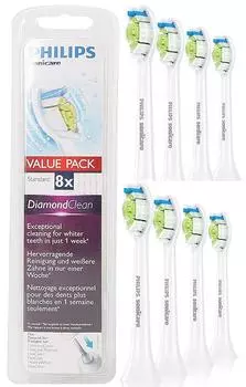 Стандартный набор из 8 сменных щеток Sonicare White Plus Diamond (ранее Чистый) HX6068/01 [Предмет] белый