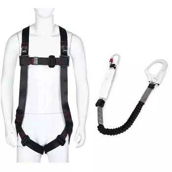 стандартный полный комплект страховочной привязи страховочный строп оборудование для защиты от падения с высоты предохранительный пояс облегченный тип [LOGSOL JAPAN] [новый совместимый] (одинарный телескопический) (Размер М) чёрный
