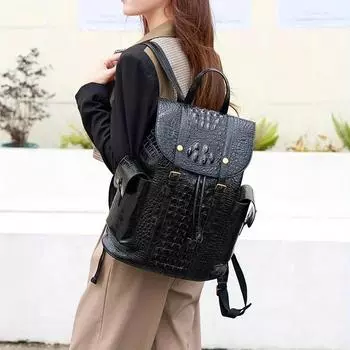 Стандартный рюкзак из крокодиловой кожи с регулируемыми плечевыми ремнями, большой вместимости, для ежедневных путешествий для женщин, новая мода