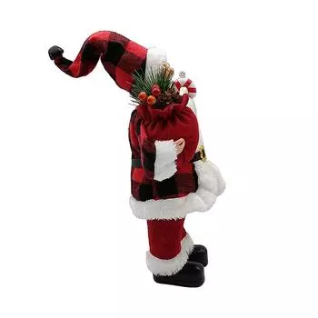 Standing Doll Christmas Santa Claus Plaid Clothing Decoration Party Festival Craft Ornament