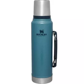 STANLEY Classic Vacuum Bottle 1L Hammertone Lake Blue Бутылка для воды из нержавеющей стали Бутылка для воды из переработанной нержавеющей стали Подарок для отдыха на природе