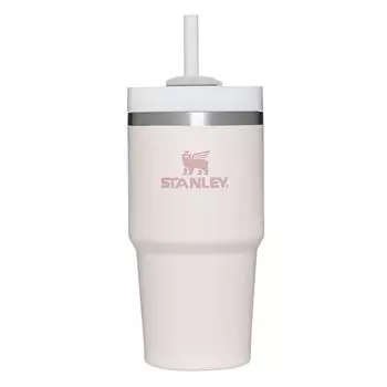 Stanley STANLEY вакуумный тонкий стакан для воды объемом 600 мл, бутылка для хранения холодной воды, стильный для отдыха на природе с крышкой и соломинкой, портативный для кемпинга розовый кварц