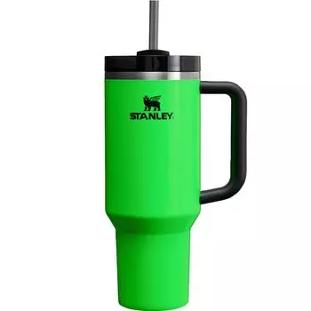STANLEY Вакуумный гаситель Неоновый зеленый НЕОН Бутылка для воды Холодная бутылка из нержавеющей стали Бутылка для воды с соломинкой Кружка для улицы Можно мыть в посудомоечной машине Гарантия