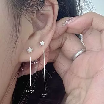 Star 999 Pure Silver Ear-Caring Small Star Stud Earrings Mini Small Exquisite Silver Earrings Bone Nail Ear Ear Bone Pin No Need to Take off Small size XINGX pair
