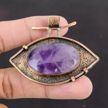 Star Amethyst Pendant Copper Pendant Handmade Boho Jewelry Natural Gemstone Pendant Copper Jewelry Modern Style Pendant Women s Special Gift