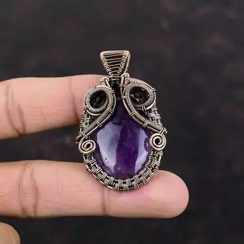 Star Amethyst Pendant Copper Wire Wrapped Pendant Real Gemstone Pendant Star Amethyst Jewelry For Gift Copper Wire Jewelry Handmade Pendant